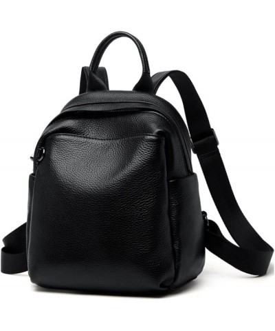 Women's Cowhide Handbags Fashion Backpacks Casual Daypack Purses Travel Bags Schoolbags Wallets Bookbags (Color : Black) Blac...