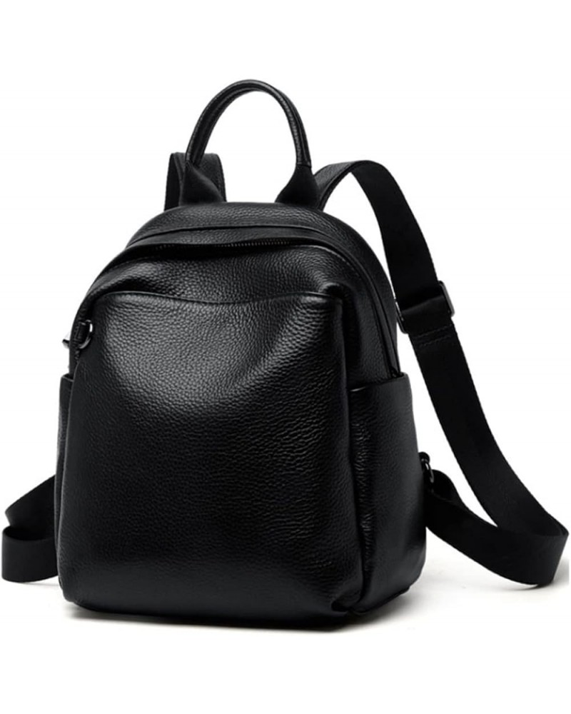 Women's Cowhide Handbags Fashion Backpacks Casual Daypack Purses Travel Bags Schoolbags Wallets Bookbags (Color : Black) Blac...