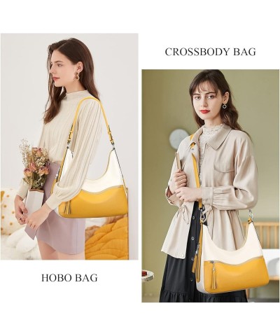 Womens Handbags Soft Leather Hobo Shoulder Bag Ladies Crossbody Tote Purses with Tassel 08-beige/Yellow $50.29 Totes