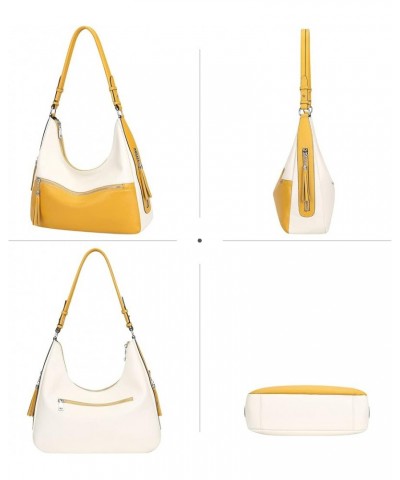 Womens Handbags Soft Leather Hobo Shoulder Bag Ladies Crossbody Tote Purses with Tassel 08-beige/Yellow $50.29 Totes