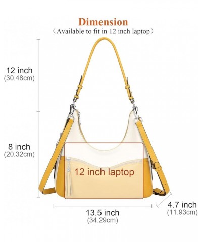 Womens Handbags Soft Leather Hobo Shoulder Bag Ladies Crossbody Tote Purses with Tassel 08-beige/Yellow $50.29 Totes