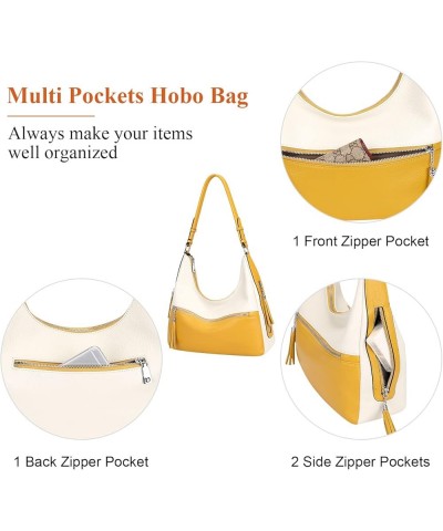 Womens Handbags Soft Leather Hobo Shoulder Bag Ladies Crossbody Tote Purses with Tassel 08-beige/Yellow $50.29 Totes