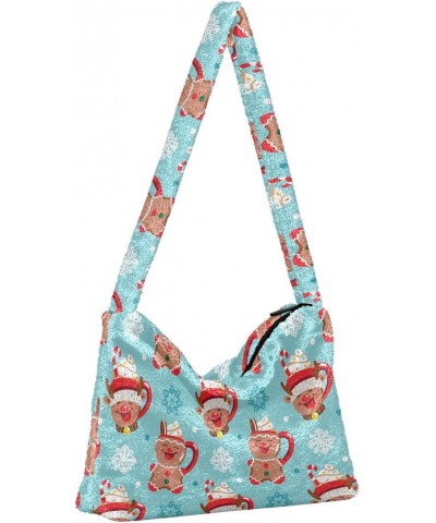 Cups in A Christmas Theme Faux Plush Tote Handbags Versatile Underarm Bag Stylish Shuolder Bag for Women $11.65 Totes