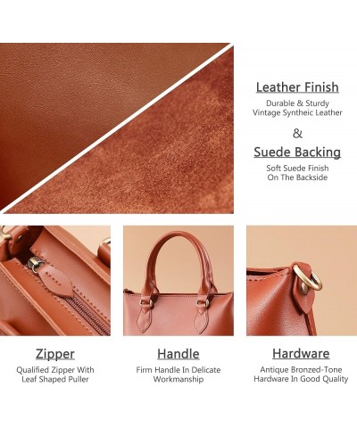 Top Handle Vegan Leather Satchel Bag For Women Retro Faux Casual Purse Classic Vintage Simple Shoulder Handbag Brown-n $23.19...