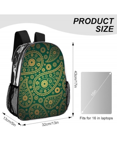 Clear Bag Transparent Backpack Clear Backpack Stadium Approved Shoulder Daypack Compatible with Traditional Floral Paisley Ba...