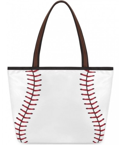 Tote Bag Large Handbags Classic Baseball Line Shoulder Bags with Zipper Satchel Bags Purse for Work Travel Beach Bag $13.27 S...