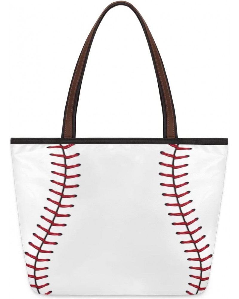 Tote Bag Large Handbags Classic Baseball Line Shoulder Bags with Zipper Satchel Bags Purse for Work Travel Beach Bag $13.27 S...