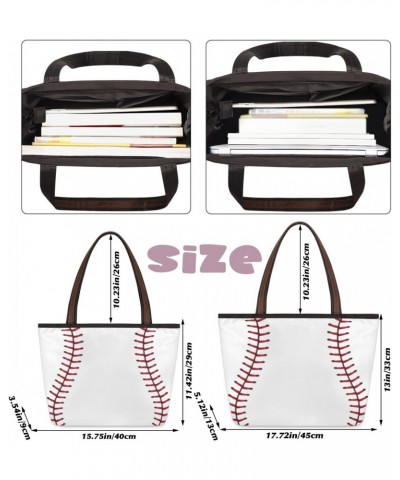 Tote Bag Large Handbags Classic Baseball Line Shoulder Bags with Zipper Satchel Bags Purse for Work Travel Beach Bag $13.27 S...