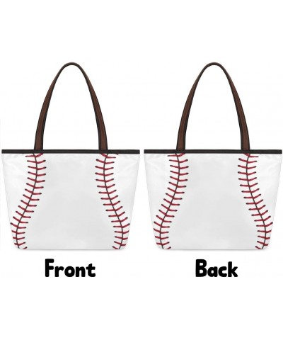 Tote Bag Large Handbags Classic Baseball Line Shoulder Bags with Zipper Satchel Bags Purse for Work Travel Beach Bag $13.27 S...