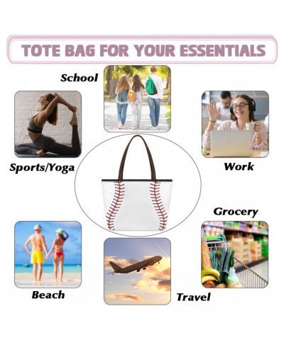 Tote Bag Large Handbags Classic Baseball Line Shoulder Bags with Zipper Satchel Bags Purse for Work Travel Beach Bag $13.27 S...