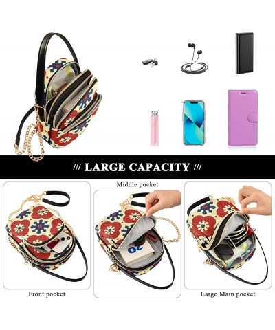 Flower Pattern Retro Print Women's Crossbody Bag Three Zipper Design Handbag Shoulder Bag Wallet Color330 $12.48 Shoulder Bags