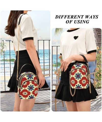 Flower Pattern Retro Print Women's Crossbody Bag Three Zipper Design Handbag Shoulder Bag Wallet Color330 $12.48 Shoulder Bags