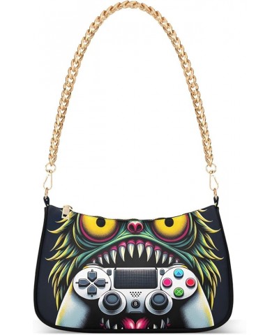 Game Controller Monster Face Medium Purse Hobo Party Purses Womens Ladies Handbags Chain Cute Shoulder Bag Game Controller Mo...