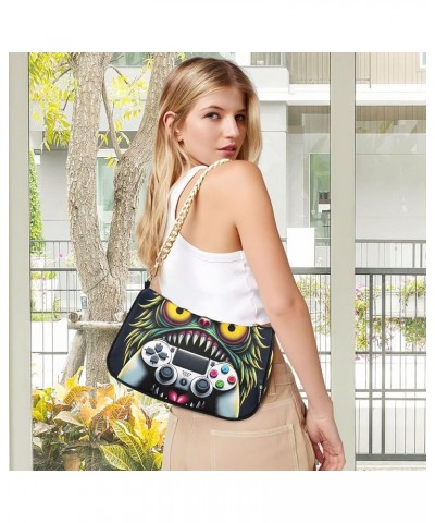 Game Controller Monster Face Medium Purse Hobo Party Purses Womens Ladies Handbags Chain Cute Shoulder Bag Game Controller Mo...