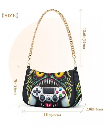 Game Controller Monster Face Medium Purse Hobo Party Purses Womens Ladies Handbags Chain Cute Shoulder Bag Game Controller Mo...