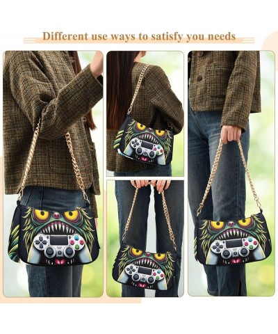 Game Controller Monster Face Medium Purse Hobo Party Purses Womens Ladies Handbags Chain Cute Shoulder Bag Game Controller Mo...