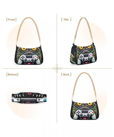 Game Controller Monster Face Medium Purse Hobo Party Purses Womens Ladies Handbags Chain Cute Shoulder Bag Game Controller Mo...