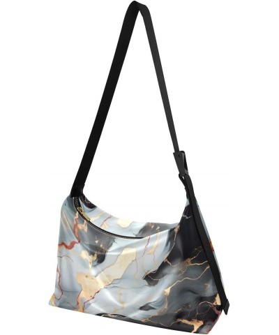 Black Gold Marble Tote Bag for Women Large Hobo Bags Leather Crossbody Bags Tote Purse with Adjustable Strap for Travel $15.1...