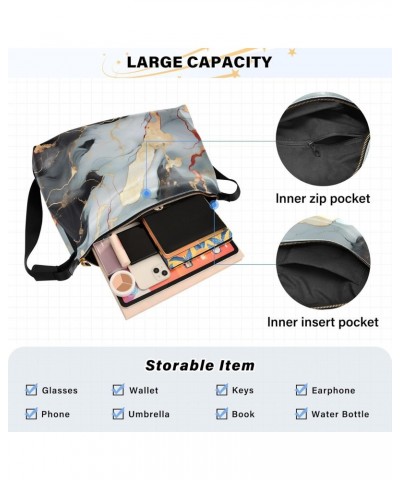 Black Gold Marble Tote Bag for Women Large Hobo Bags Leather Crossbody Bags Tote Purse with Adjustable Strap for Travel $15.1...