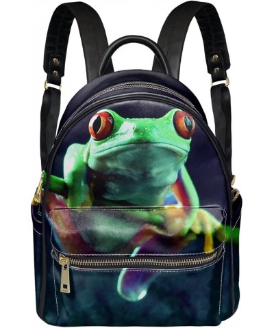 White Cow Print Cute Women Backpack Leather Backpack Purse Animal Design Small Multipurpose Daypack Frog $25.36 Backpacks