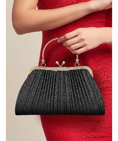 Retro Handbag Cheongsam Women's Bag Banquet Evening Dress Bag Pleated Bridal Wedding Bag Black $21.56 Shoulder Bags