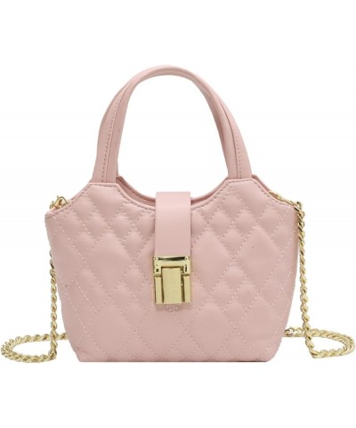 Niche women bag fashion small bag diamond chain portable shoulder messenger bag Pink $28.10 Totes