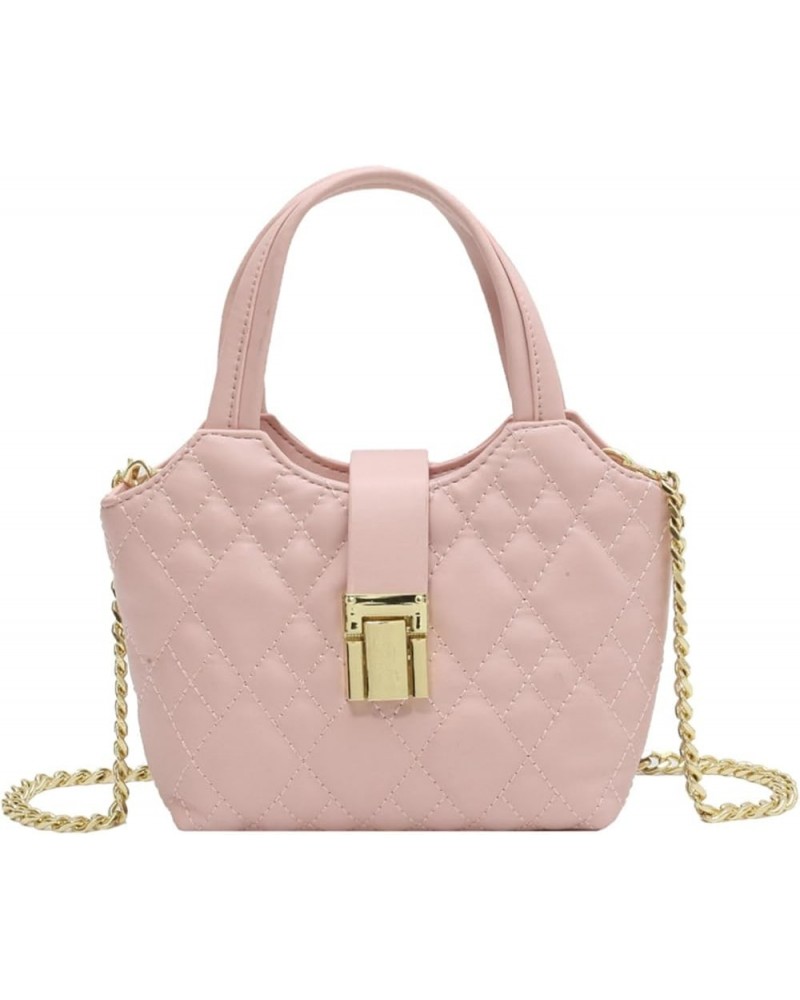 Niche women bag fashion small bag diamond chain portable shoulder messenger bag Pink $28.10 Totes