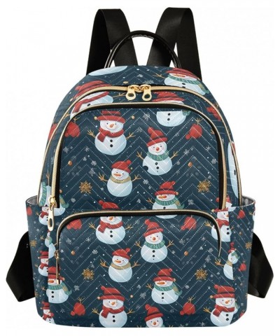 Christmas Winter Snowman Fashion Backpack Purse for Women, Casual Daypacks, Ladies Gift for Traveling Hiking Multicolor Small...