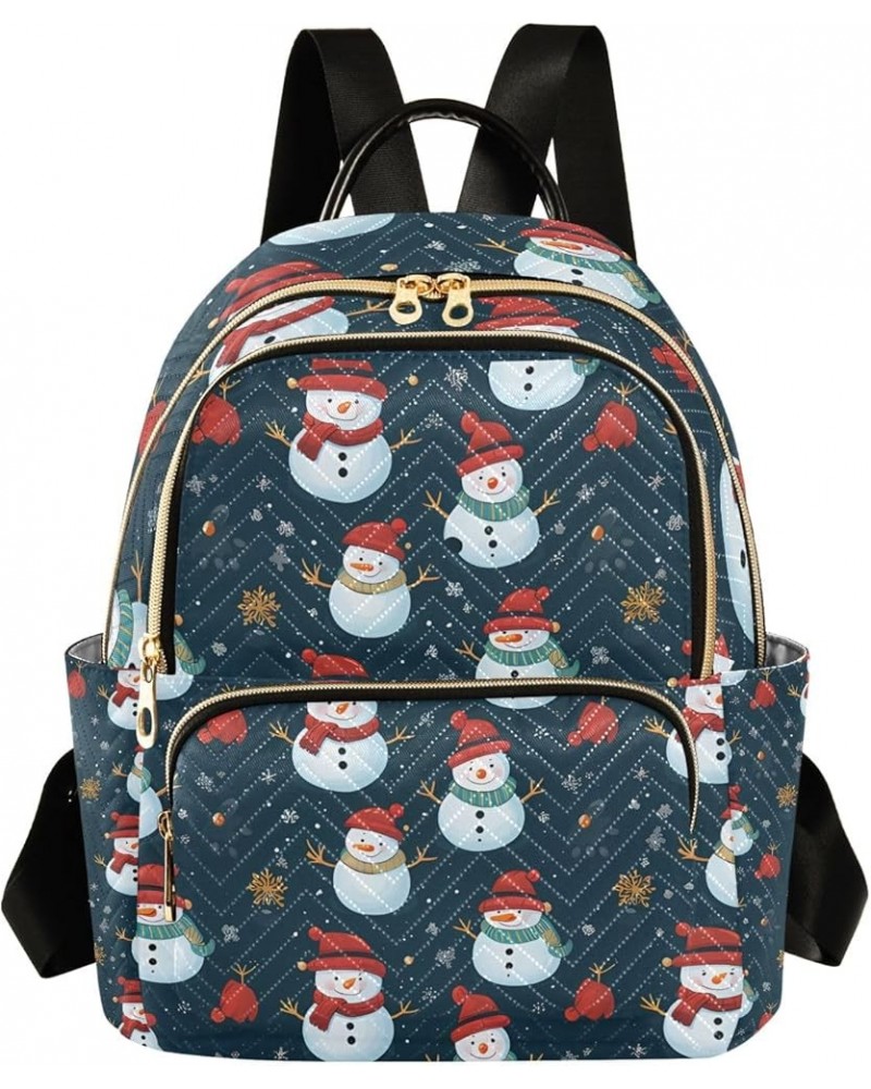 Christmas Winter Snowman Fashion Backpack Purse for Women, Casual Daypacks, Ladies Gift for Traveling Hiking Multicolor Small...