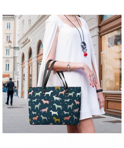 Womens Handbag Dogs Pattern Leather Tote Bag Top Handle Satchel Bags For Lady $20.99 Totes