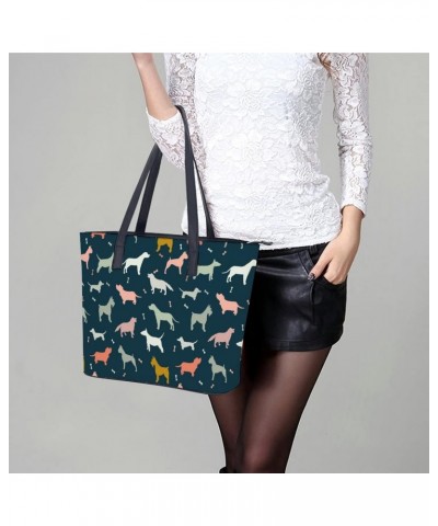 Womens Handbag Dogs Pattern Leather Tote Bag Top Handle Satchel Bags For Lady $20.99 Totes