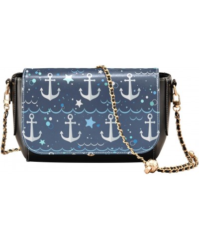 Ocean White Anchor Crossbody bags for Women Small Crossbody Purses with Adjustable Strap Shoulder Handbags Wallet Purse for W...