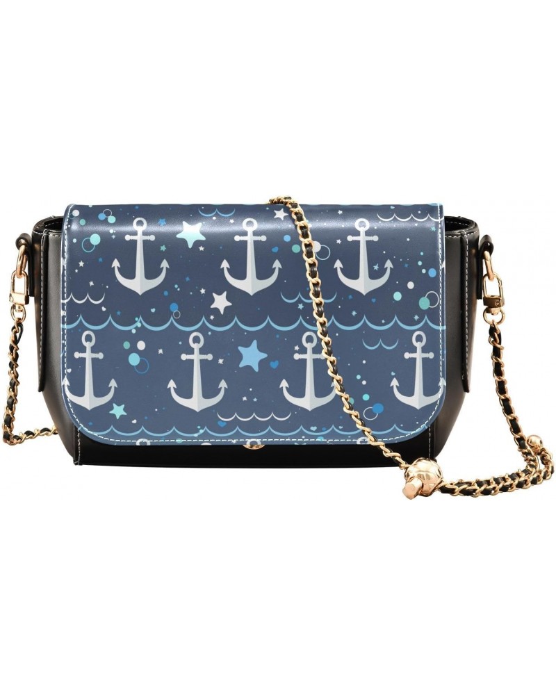 Ocean White Anchor Crossbody bags for Women Small Crossbody Purses with Adjustable Strap Shoulder Handbags Wallet Purse for W...