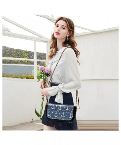 Ocean White Anchor Crossbody bags for Women Small Crossbody Purses with Adjustable Strap Shoulder Handbags Wallet Purse for W...