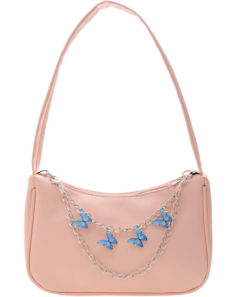 Women's Handbag small shoulder bag Candy Color Butterfly Chain Bag Female Shoulder Bag for Holiday travel (White) Pink $7.67 ...