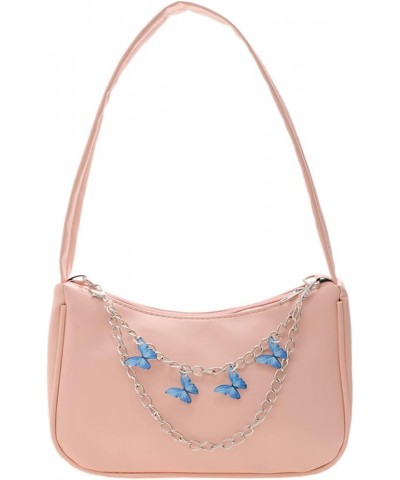 Women's Handbag small shoulder bag Candy Color Butterfly Chain Bag Female Shoulder Bag for Holiday travel (White) Pink $7.67 ...