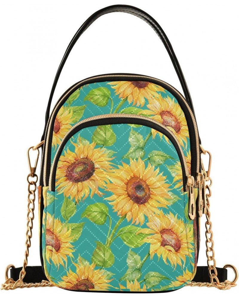 Watercolor Sunflowers Crossbody Bags for Women Chain Crossbody Flight Bag Cell Phone Purse with Chain Strap for Women Gifts $...