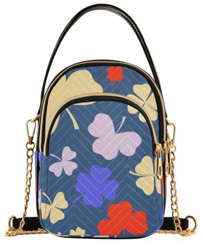 St Patrick's Multi-colored Clover Small Crossbody Bag Functional Multi Pocket Bag Shoulder Handbag $16.52 Crossbody Bags