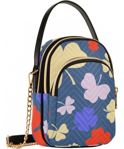 St Patrick's Multi-colored Clover Small Crossbody Bag Functional Multi Pocket Bag Shoulder Handbag $16.52 Crossbody Bags