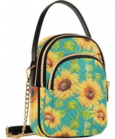 Watercolor Sunflowers Crossbody Bags for Women Chain Crossbody Flight Bag Cell Phone Purse with Chain Strap for Women Gifts $...