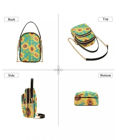 Watercolor Sunflowers Crossbody Bags for Women Chain Crossbody Flight Bag Cell Phone Purse with Chain Strap for Women Gifts $...