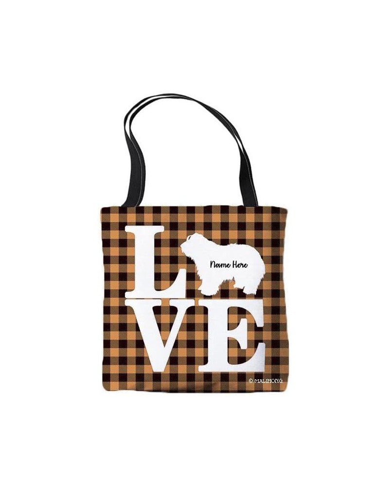 Dog Personalized Tote Bag Bearded Collie Silhouette Puppy Pink Lattice Bag Orange $9.71 Travel Gear