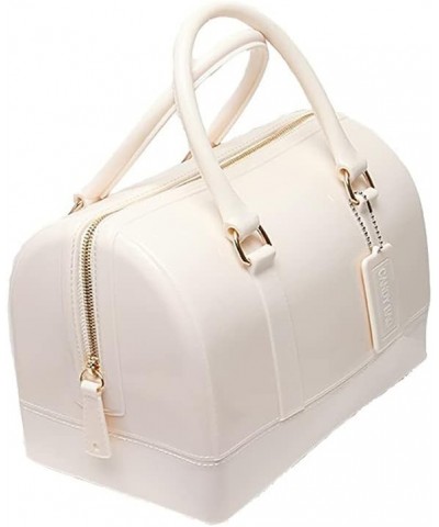 Ladies Summer Jelly Pillow-shaped Top Handle Handbag Candy Color Transparent Crystal Purse Ivory $20.79 Handbags