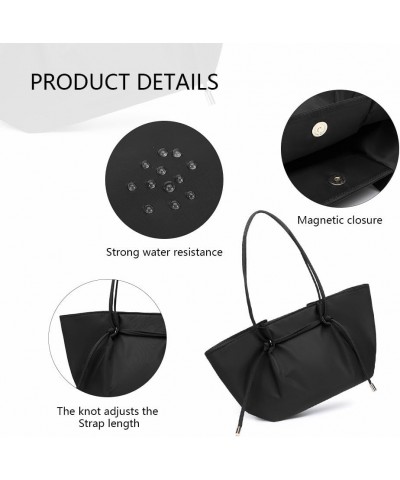 Adjustable length shoulder cotton canvas tote bag - large capacity and magnetic button switch Black Nylon $15.50 Totes