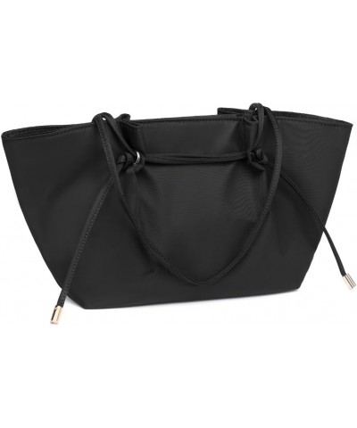 Adjustable length shoulder cotton canvas tote bag - large capacity and magnetic button switch Black Nylon $15.50 Totes