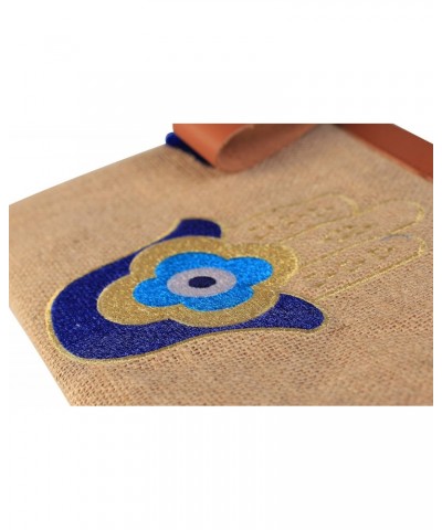 Evil Eye Embroidered Women Jute Clutch Bag Hamsa Hand Beach Summer Style $25.19 Clutches