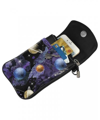 Space And Planets Women Small Crossbody Cell Phone Purse Leather Fashion Shoulder Bag With Shoulder Strap $20.03 Shoulder Bags