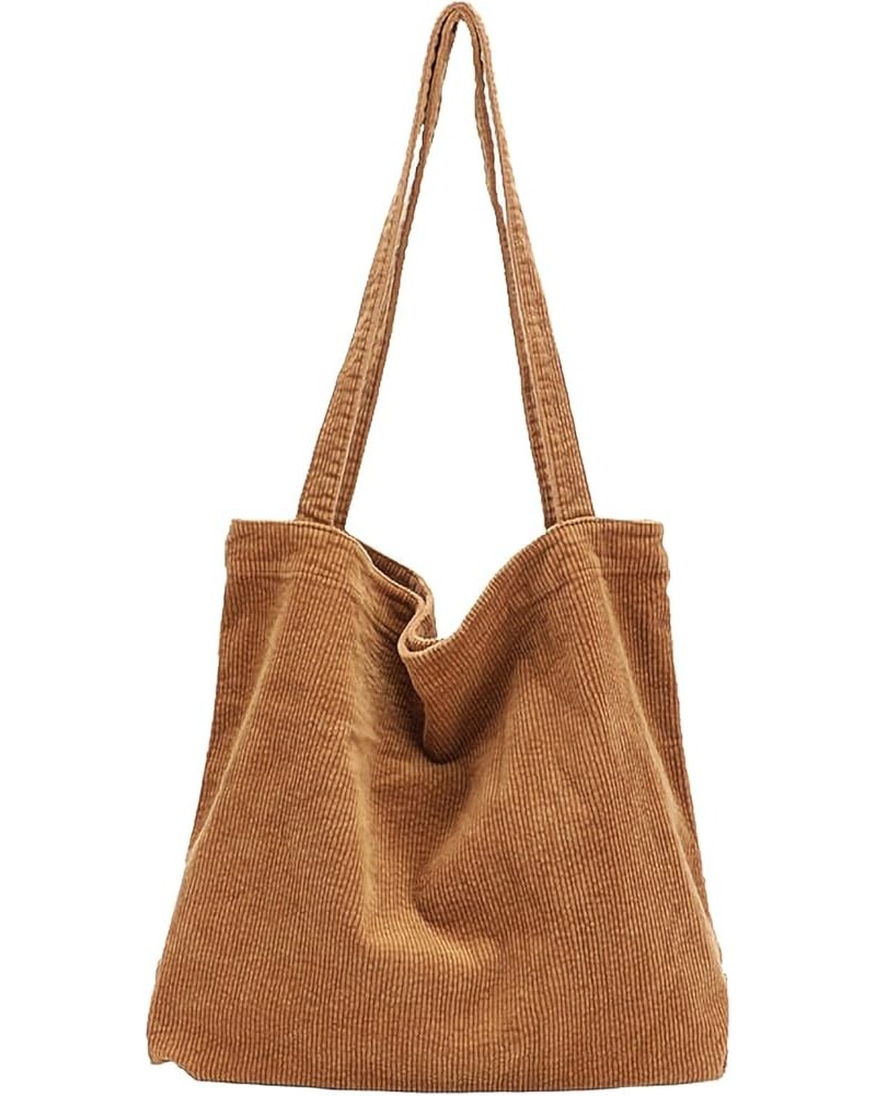 Corduroy Tote Bag for Women Canvas Shoulder Handbags Cute Large Purse 005-brown $10.56 Totes