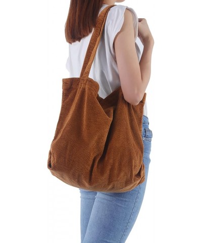 Corduroy Tote Bag for Women Canvas Shoulder Handbags Cute Large Purse 005-brown $10.56 Totes