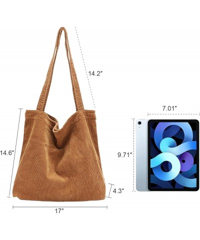 Corduroy Tote Bag for Women Canvas Shoulder Handbags Cute Large Purse 005-brown $10.56 Totes